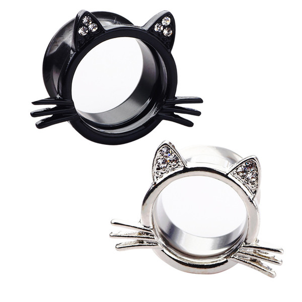 1 piece Womam Hollow Cat Ear Tunnel Plugs Expanders Body Piercing Jewelry For Female