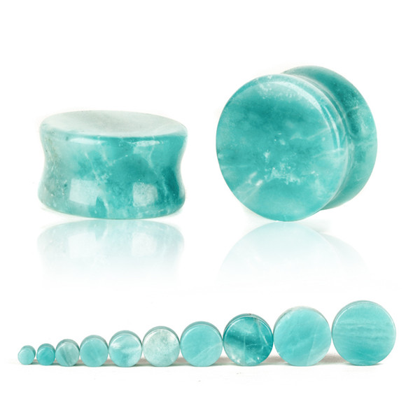 1Pair 5-25mm Semi Precious Stone Double Flared Flesh Tunnel Ear Plugs Piercing Ear Gauge Expander Stretcher Earlets Earrings