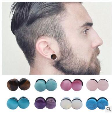 12MM stone round Plugs stone entangle leather collar newest Plugs blue pink purple white 8 colors 766