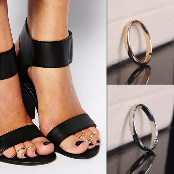 Personality Women Alloy Ring Jewelry Summer Foot Rings Wholesale Fashion Quality Gols/Silver Plated Glossy Resizable Circle Toe Rings SR415