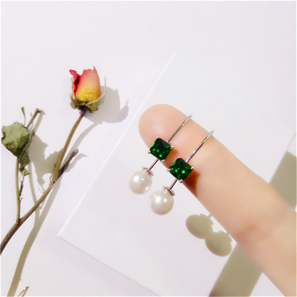 Vintage Emerald Drop Earrings For Women 100% S925 Sterling Silver Freshwater Pearls Simple Temperament Brincos Fine Jewelry