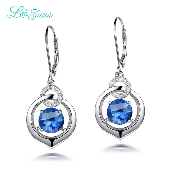 100% 925 Sterling Silver Drop Earrings For Women 5.41ct Sapphire Blue Stone Gems Romantic Luxury Fine Jewelry E0044-W02