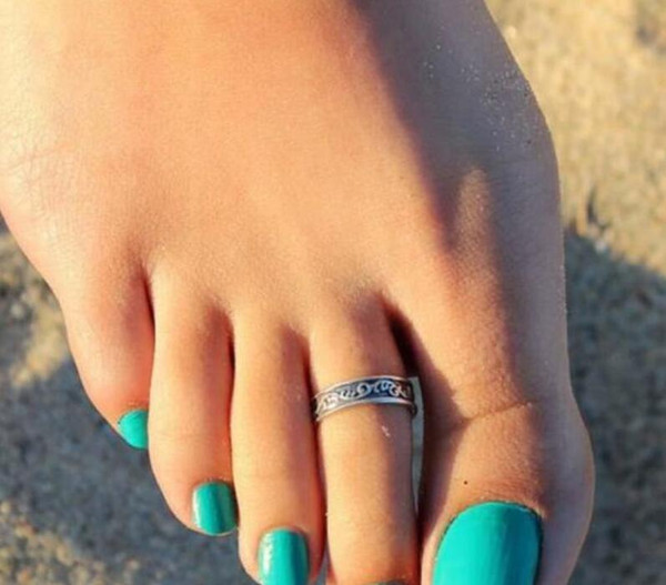 Women Toe Rings Vintage Carved Band Rings Antique Silver Open Cuff Ring Foot Jewelry Summer Beach Retro Style Unique Body Jewellry Free DHL