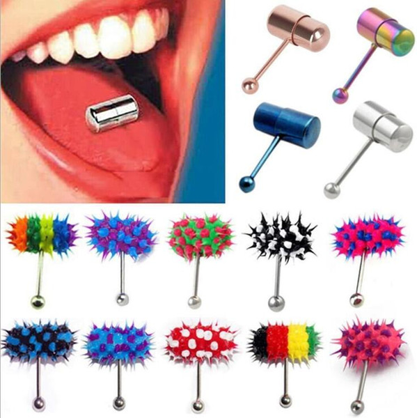 Cool Stainless Steel Barbell Vibrating Tongue Bar Stud Ring Unisex Punk Hammer Shape Vibrating Tongue Ring Body Piercing Jewelry