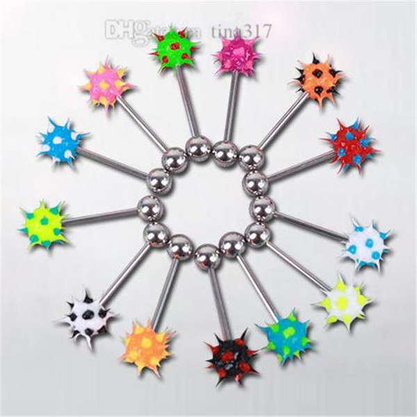 Fashionable Silica Gel Stab ball Tongue Nails Latest Stainless Steel Tongue Ring human body puncture ornaments T9C0093