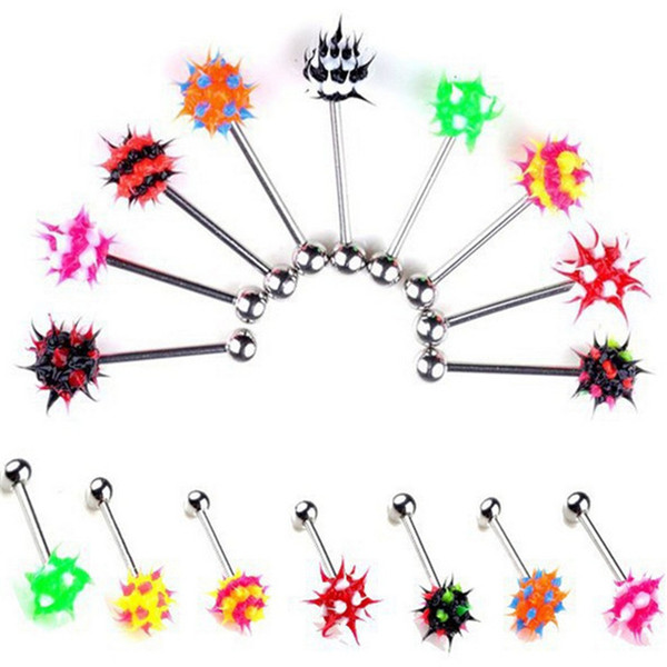 High quality Colorful Tongue Bar Ring Fashion Body Piercing Jewelry For Women Men 300pcs/lot T2C239