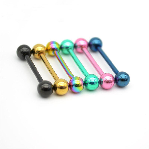 Straight Barbell Tongue Bar Rings 316l Surgical Steel Body Piercing Jewelry Fashion Stud 14g 16mm Rock Punk Men Women Wholesale