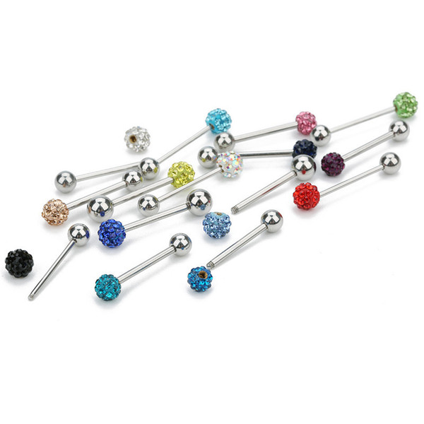 XINYAO 1Pcs Tongue Piercing Colorful Ball Bar Surgical Stainless Steel Tongue Rings For Women Barbell Piercing Langue Jewelry