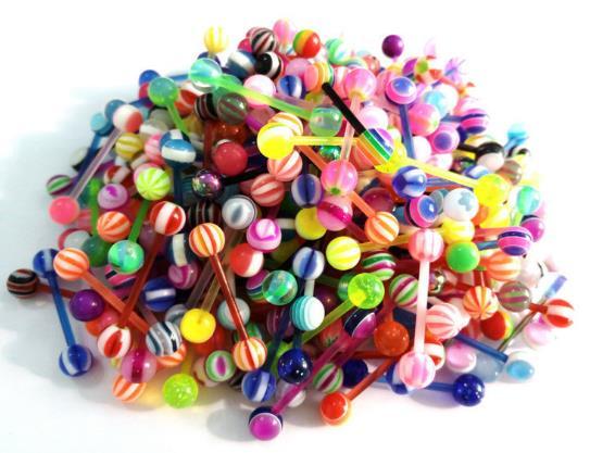 The 2018 European and American style color acrylic ball straight rod eyebrow nailed nasal tongue stud curved rod