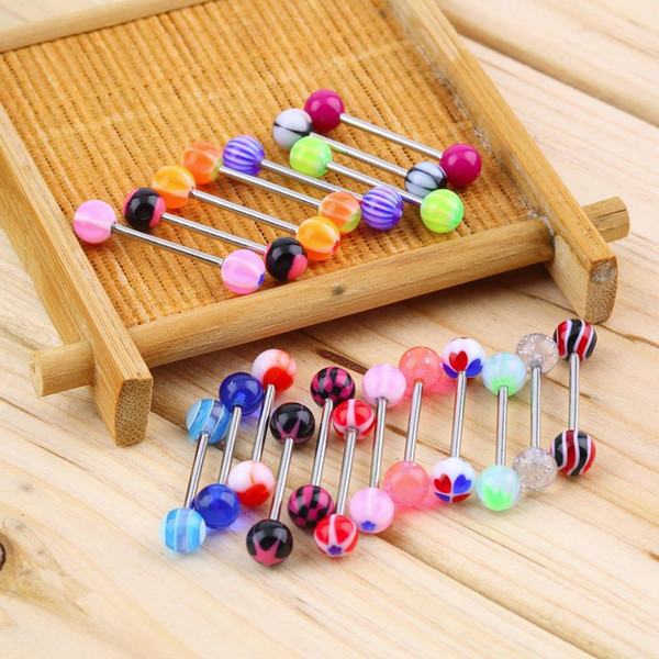 Hot 50pcs/set Sexy jewelry Colorful Assorted Ball Tongue Nipple Bar Ring Barbell Piercing Tongue Body Jewelry no duplication