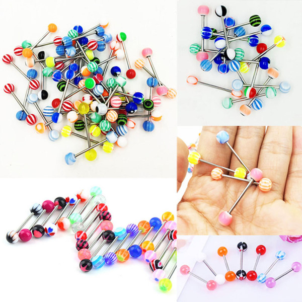 100pcs/lot Tongue Rings Crystal Alloy Hoop Rings Body Piercing Jewelry Body Piercing Women Body Jewelry