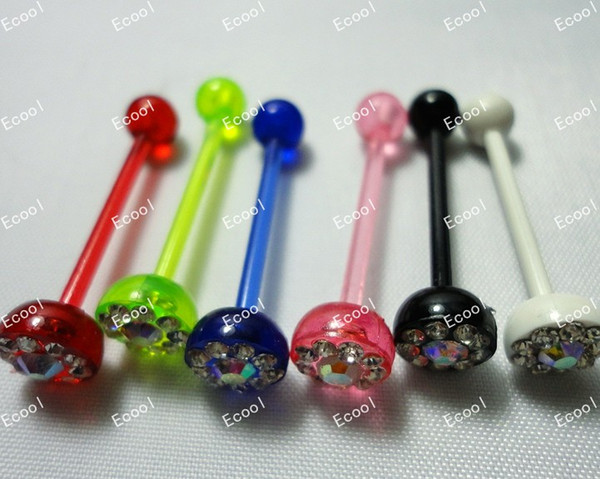 Wholesale Jewelry Bulk Lots Nice Body Jewelry Piercing Multi Rhinestone Tongue Rings Barbell LR324 Free Shipping