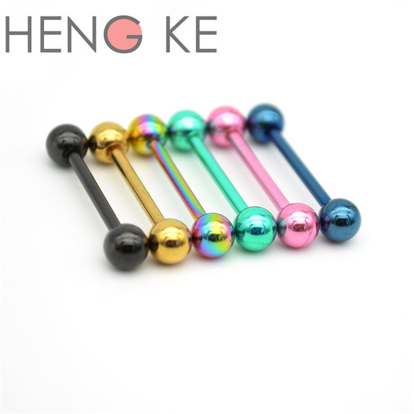 Straight Barbell Tongue Bar Rings 316L Surgical Steel Body Piercing Jewelry Fashion Stud 14G 16mm Rock Punk Men Women Wholesale