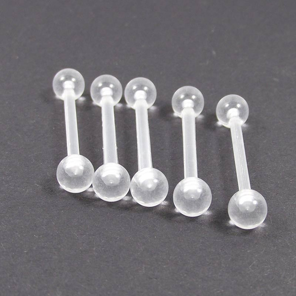 100 Pieces Clear Transparent Invisible Flexible Tongue Barbell Nipple Ring 14G Piercing jewelry