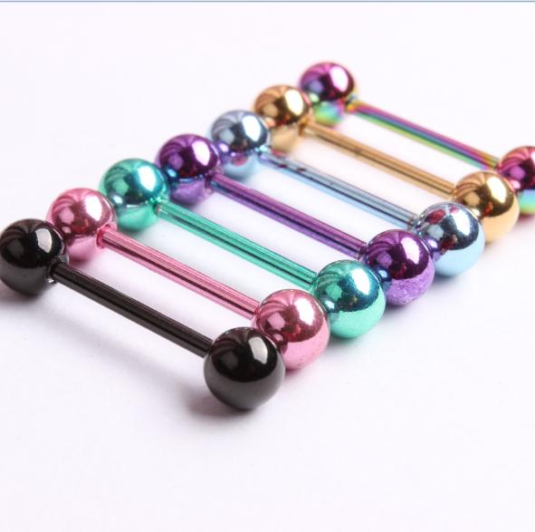 Piercing Tongue Colors Piercing Body Jewelry Anodized Titanium Tongue Rings 100PCS/LOT Free shipping