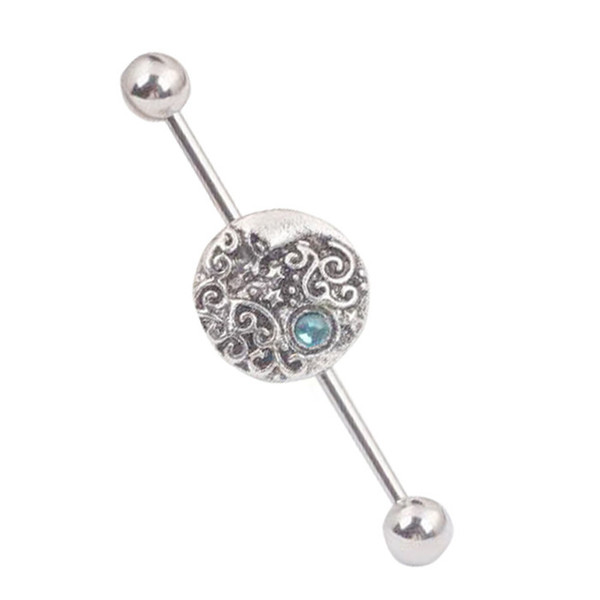 Moon shape Stainless steel long tongue stud industrial barbell ring fashion body jewelry earring piercing for woman and man 10pcs/lot