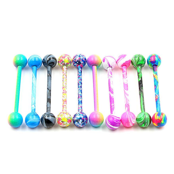 Bulk Colorful Flexible Barbell Stud Tongue Ring Ball Bars Body Piercing