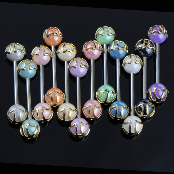 2018 New Acrylic Tongue Bars Piercing Tounge Ring Wholesale Studs ear Bone nail Straight Fashon Body Piercing Jewelry