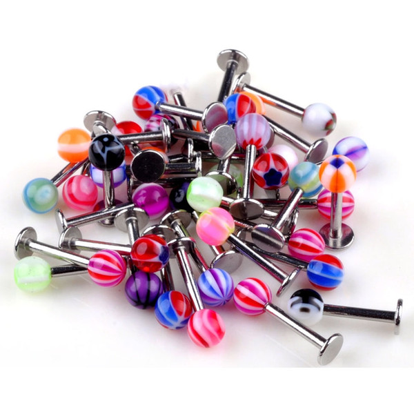 200pcs/lot Chic New 18G Ball Lip Eyebrow Tongue Piercing Labret Ring Fashion Body Jewelry Mens Women Wholesale