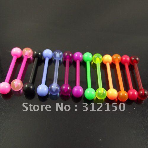 100/lot free shipping 14G flexible tongue barbell ring tongue Rings nail, body jewelry piercing jewellery fashion jewelry