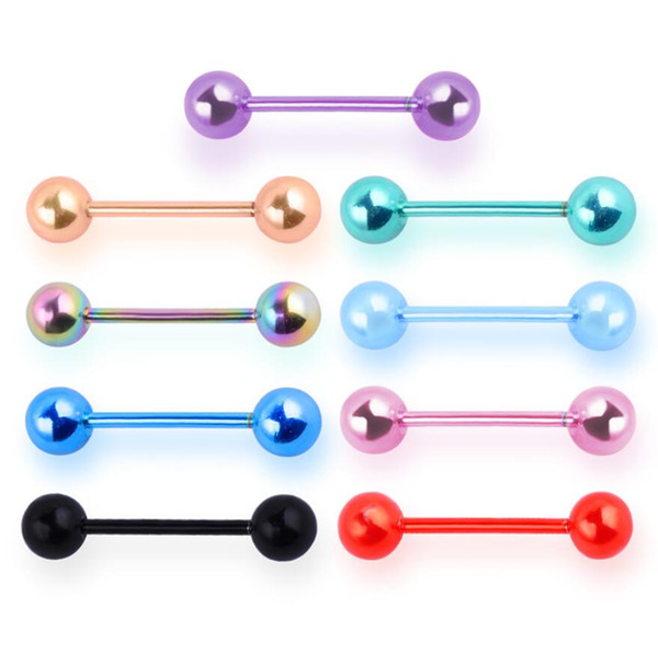 Surgical Steel Ball Barbell Bar Tongue Ring Nipple Stud Ear Piercing Pin