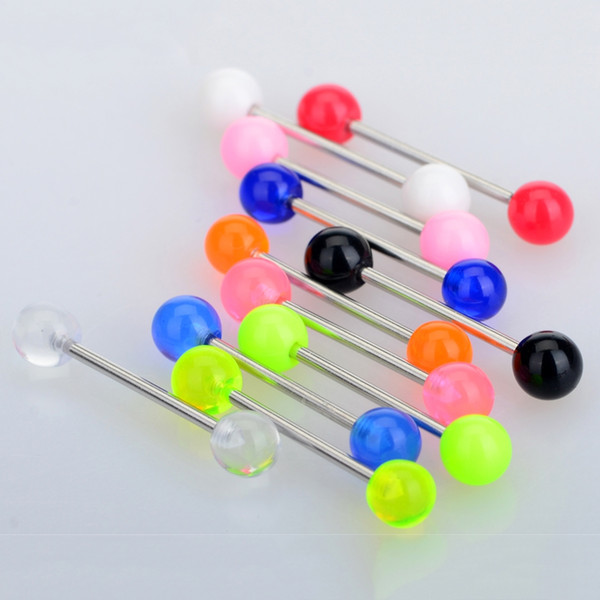 50pcs Tongue Piercing Surgical Steel Tongue Bar Nipple Bars Barbell Body Piercing Jewelry ba56