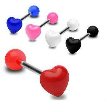 Heart Design 100pcs /Lot Uv Acrylic Jewelry Body Piercing Tongue Ring Tongue Barbell