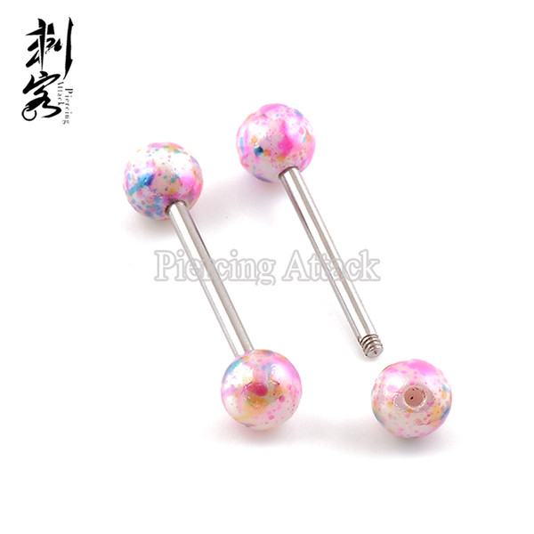 316L Surgical Steel Barbell with Vibrant Colored UV Balls Tongue Ring Lot of 30pcs Body Jewelry