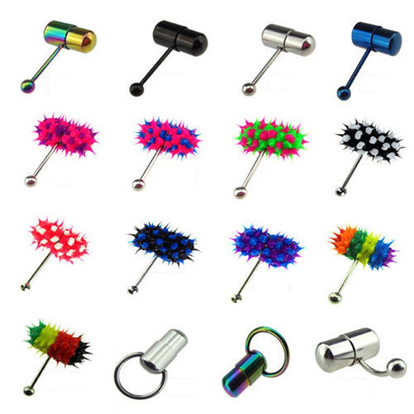 Wholesale - New hot selling vibrating tongue nails exquisite puncture jewelry vibration silicone tongue ring multi color CA009