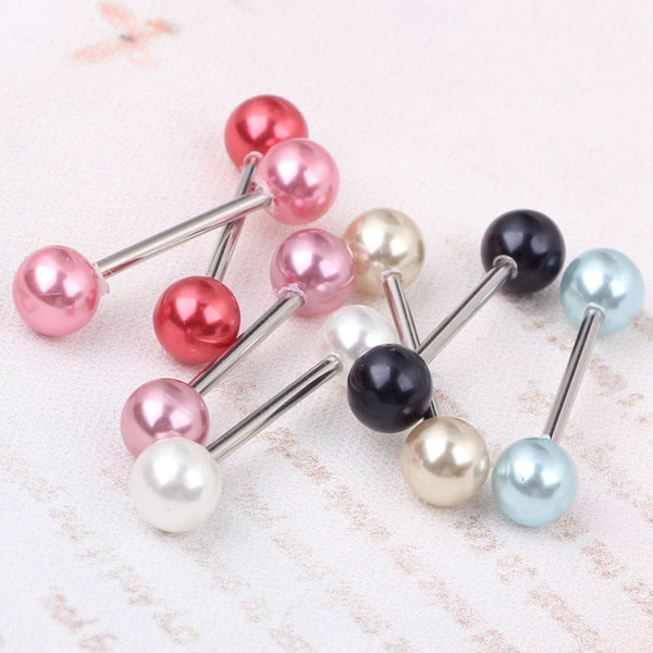 Tongue bar T21 mix 6 color 100pcs/lot body jewelry piercing pearl tongue bar tongue ring