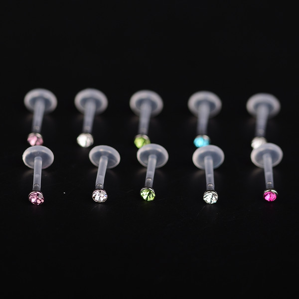 50Pcs Bioplast Flexible Labret Lip Ring Ear Helix Tragus Cartilage Studs Piercing Mixed Color Body Piercing Jewelry