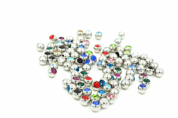 Free Shippment 100pcs /Lot Crystal Gems Ball Replacement Body Piercing Jewelry For Lip /Eyebrow /Tongue /Navel Piercing