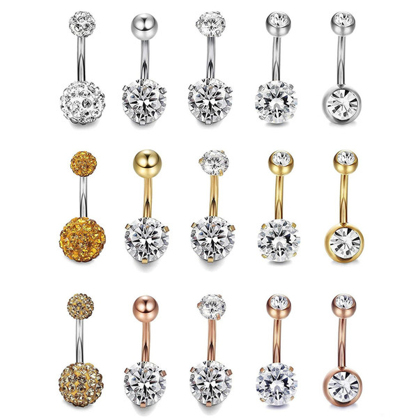 Tongue Rings Body Jewelry With Rhinestone 16/19mm 316 Titanium Steel Lip Tongue Ring Bar Belly Body Piercing Jewelry Cool Fashion Jewelry H