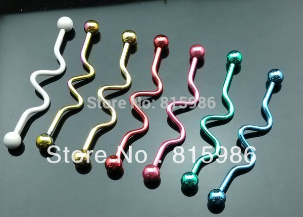 Wholesales 80pcs Mix 7 Color Stainless Steel Body Jewelry Straight Industrial Barbell Tongue Bar Nipple Piercing