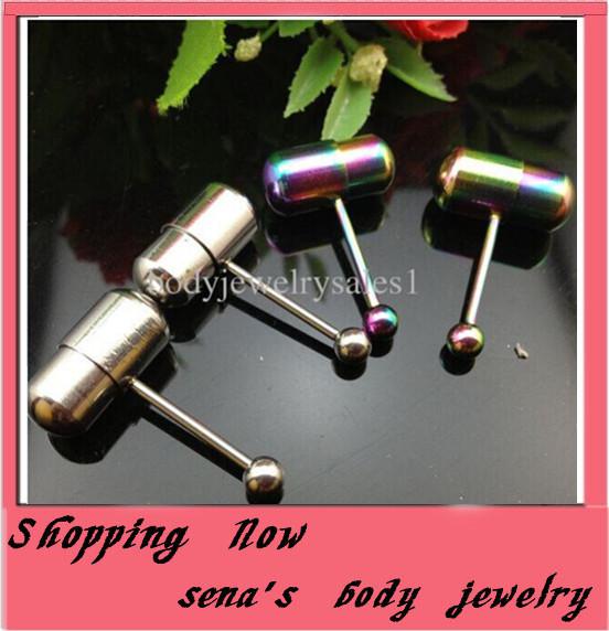 Vibrating Tongue Rings Stainless Steel Mix 2 Color 10pcs stainless Steel Tongue Barbell piercing