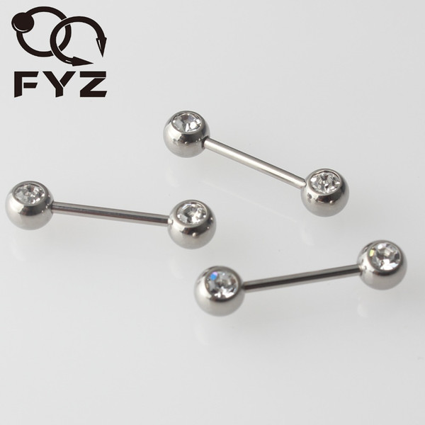 G23 Titanium 16g Double Gem Barbell Nipple Ring Body Piercing Jewelry Tongue Stud