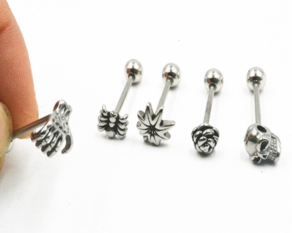 Lot 50pcs Surgical Steel Tongue Ring Bar Nipple Barbells Body Piercing 14g ~1 .6mm New Arrived