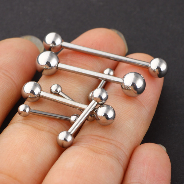 Tongue Barbell Ring Stainless Steel 70pcs /Lot Mix 7 Sizes Body Piercing Jewelry Tongue Ring Fashion