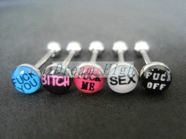 Tongue Piercing Bars Tongue Barbells Logo Balls Fashion Body Jewelry Hot Sale Free Shipping Promotional Gift Piercing Rings 14g