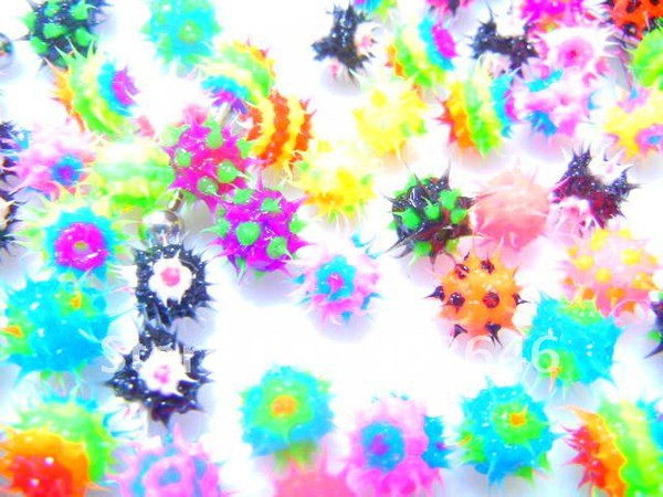 Free Shippment 100pcs /Lot Spike Koosh Ball Replacement For Tongue Barbells Body Piercing Jewelry