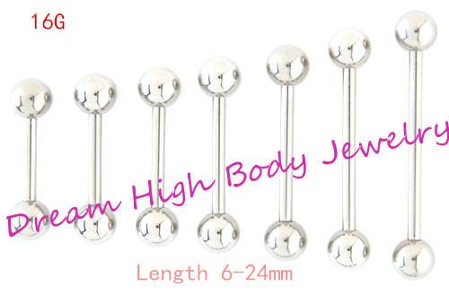 Tongue Bar Straight Barbell Ring Nipple Piercing Eyebrow Tregus 1 .2mm 6mm 8 10 12 14 16 24mm Length Ear Stud 16g Body Jewelry