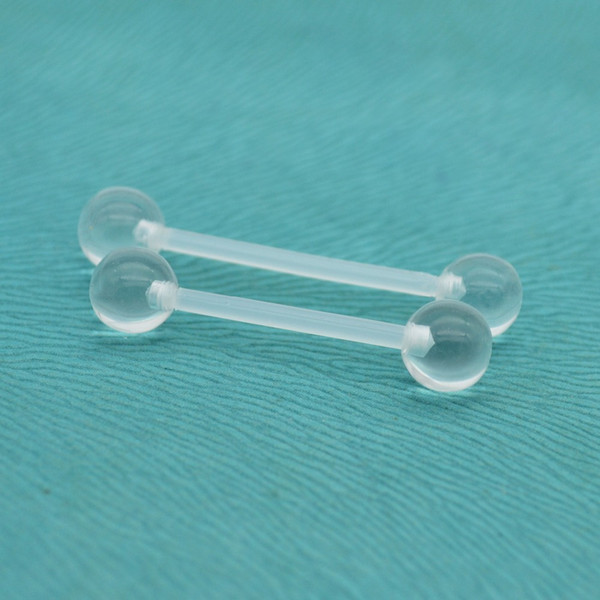 New Clear Bioflex Tongue Bar Barbell Rings Straight Pregnancy Maternity Bar Body Piercing Retainer 1 .6mm Nickel Allergy Free