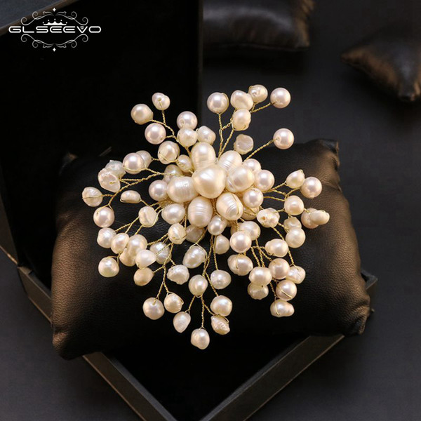 GLSEEVO Natural Fresh Water Baroque Pearl Snowflake Brooches For Women Party Wedding Brooch Pins Luxury Handmade Jewelry GO0332