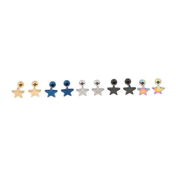 10pcs Stainless Steel Ear Studs Tragus Labret Lip Pin Ring Piercing Jewelry 16G