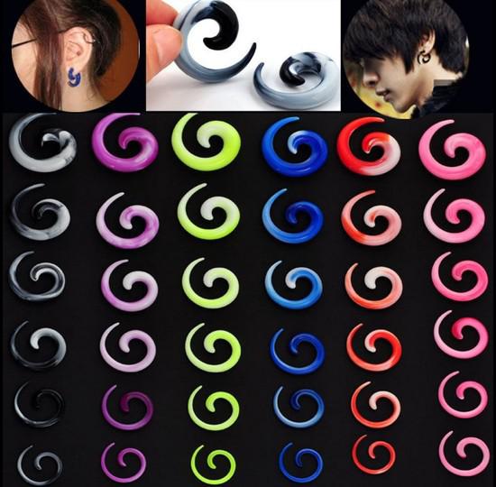 12PCs Acrylic Spiral Ear Plug Fake Cheater Stretcher Flesh Tunnel Stud Guages