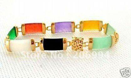 Wholesale new arrive Noble Charming Chinese Multicolor jade bracelet Chains 7.5