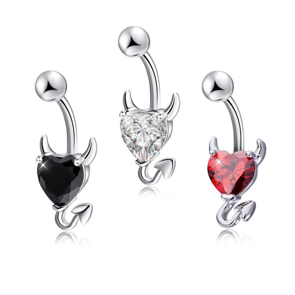 Newly 1 Pcs Navel Belly Button Ring Glitter Love Heart Decor Piercing Jewelry Navel Nail