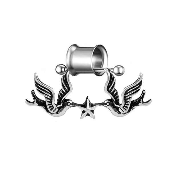 Peace Dove Pendant Barbell Flesh Tunnel Ear Expander Piercing Jewelry for Women