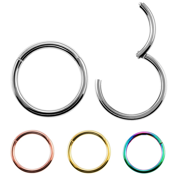 New Arrival 1PC Surgical Steel 14g 16g 18g Hinged Septum Clicker Nose Hoop Rings Ear Tragus Lip Piercing Nose For Unisex Jewelry