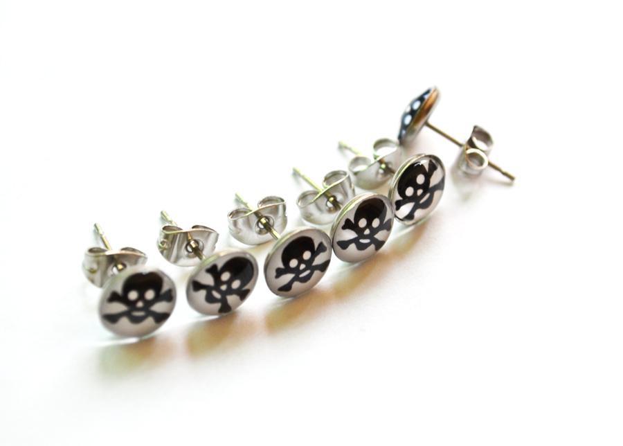 Classic Skull Steel Fake Ear Plug Earrings Stud 316L Stainless Steel Promotional gift 8mm ball